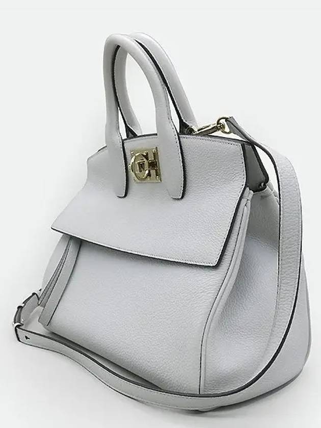 Ferragamo 21 H159 White Color Leather Gold Metal Rock Studio Tote Bag Shoulder Strap 2WAY - SALVATORE FERRAGAMO - BALAAN 3