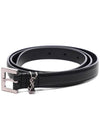 Men's Monogram Silver Buckle Leather Belt Black - SAINT LAURENT - BALAAN 4