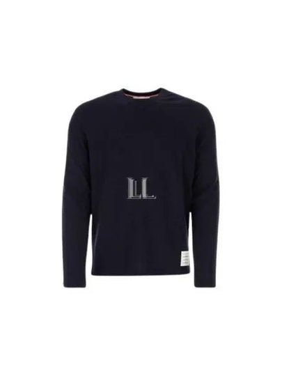 4 Bar Jersey Stretch Wool Knit Top Navy - THOM BROWNE - BALAAN 2