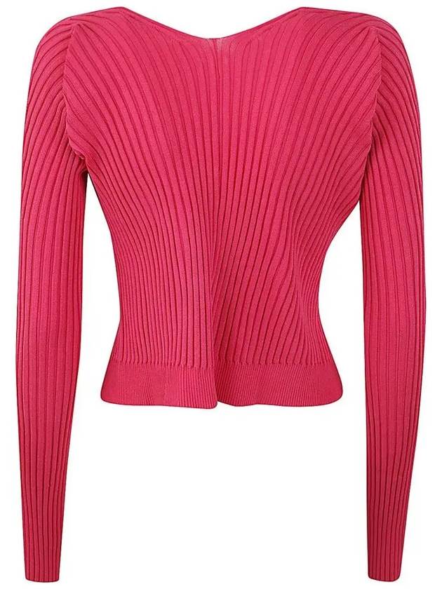 La Maille Pralu Longue Micro Charm Logo Cardigan Pink - JACQUEMUS - BALAAN 4