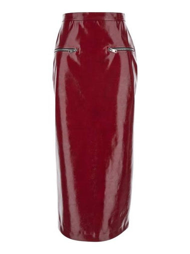 Patent leather midi H line skirt red - MSGM - BALAAN 1