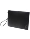 Tiny Monogram Silver Clutch Bag Black - SAINT LAURENT - BALAAN 3