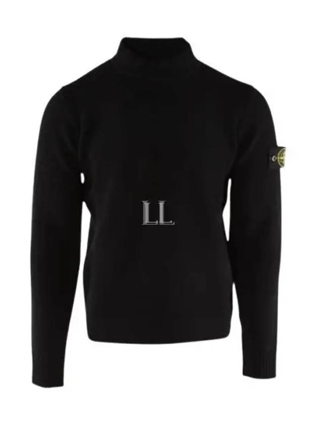 Mock Neck Virgin Wool Knit Top Black - STONE ISLAND - BALAAN 2