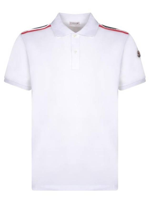 Men's Logo Pique Cotton Short Sleeve Polo Shirt White - MONCLER - BALAAN 1