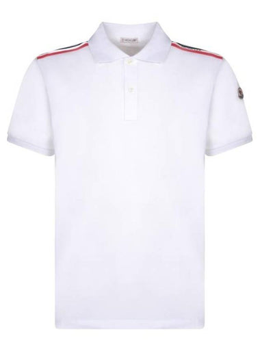 Men's Logo Pique Cotton Short Sleeve Polo Shirt White - MONCLER - BALAAN 1