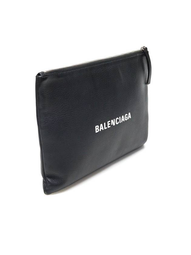 Women s Balenciaga 485110 Black Leather Everyday Logo Clutch gt Pouch Gangbuk used luxury goods - BALENCIAGA - BALAAN 3