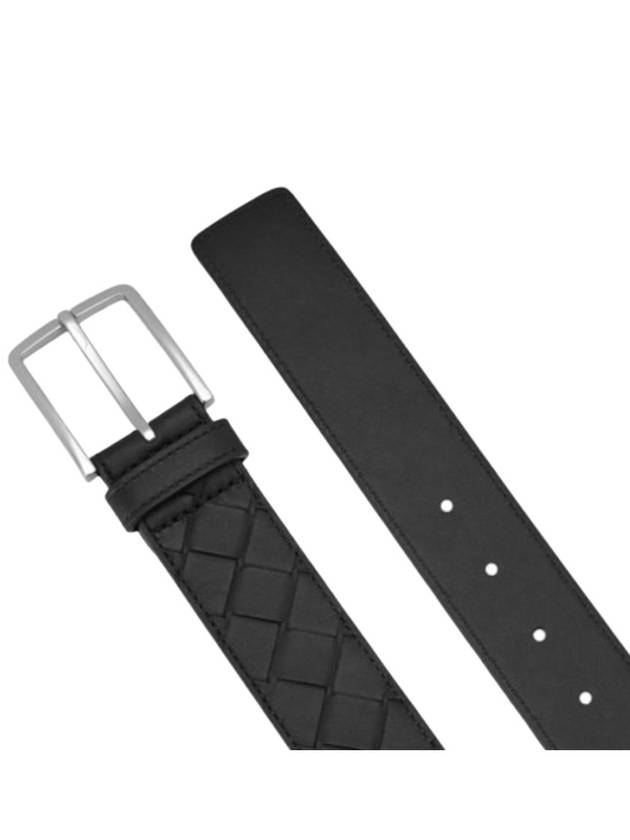 Intrecciato Leather Belt Black - BOTTEGA VENETA - BALAAN 4