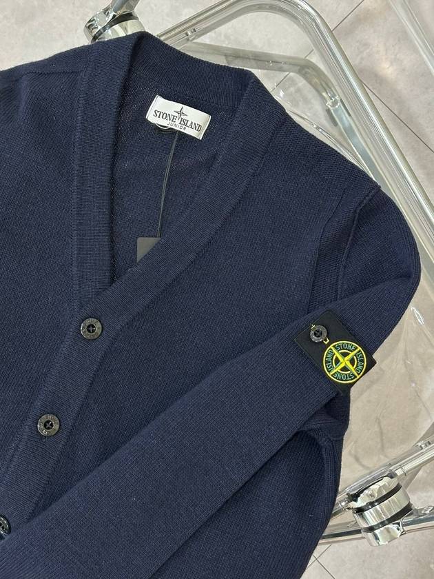 Kids Wappen Patch V-Neck Knit Cardigan Navy - STONE ISLAND - BALAAN 2