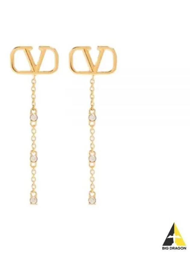 24 4W0J0W25 YCW MH5 4W2J0W25 V logo metal crystal earrings - VALENTINO - BALAAN 1