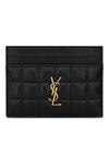 Cassandre Quilting Leather Card Wallet Black - SAINT LAURENT - BALAAN 2