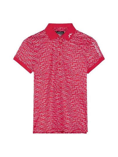 Women's Tour Tech Print Short Sleeve Polo Shirt Azalea - J.LINDEBERG - BALAAN 2