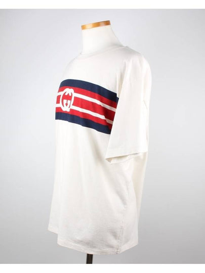 GG Logo Stripe T Shirt S - GUCCI - BALAAN 2