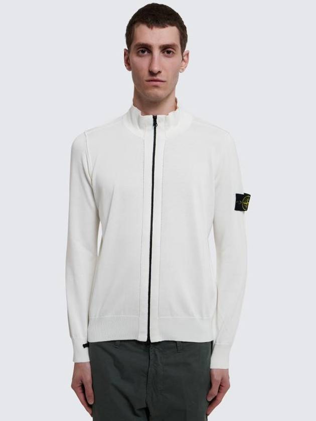 Wappen Patch Cotton Zip-Up Cardigan White - STONE ISLAND - BALAAN 3