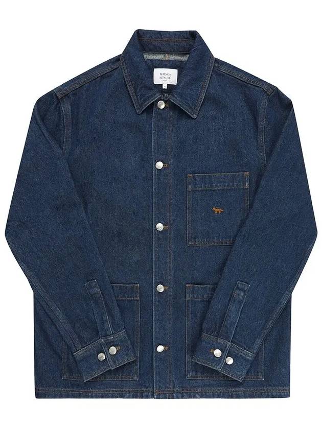 Workwear Fox Embroidery Denim Jacket Stone Washing Indigo - MAISON KITSUNE - BALAAN 2