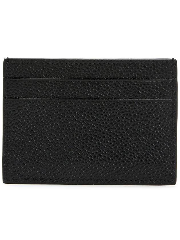 Stripe Note Compartment Pebble Grain Leather Card Wallet Black - THOM BROWNE - BALAAN 3