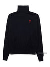 Men's Heart Logo Wool Turtleneck Black - AMI - BALAAN 2