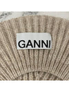 Logo Rib Edge Wool Beret Sand - GANNI - BALAAN 6