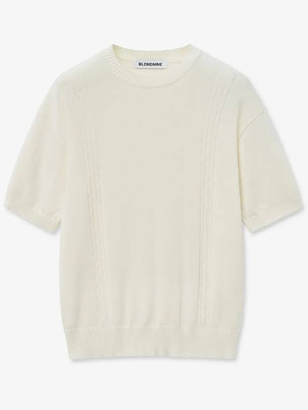 Soft cable round short sleeve knit_ivory - BLONDNINE - BALAAN 1