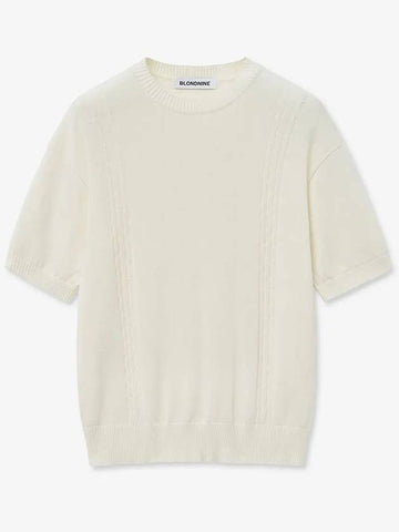 Soft cable round short sleeve knit_ivory - BLONDNINE - BALAAN 1