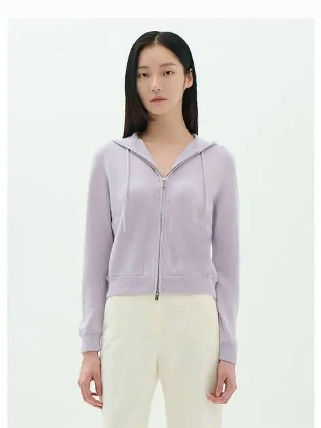 Women s cashmere zip up hooded sweatshirt hoodie dusty lilac domestic product - THEORY - BALAAN 1