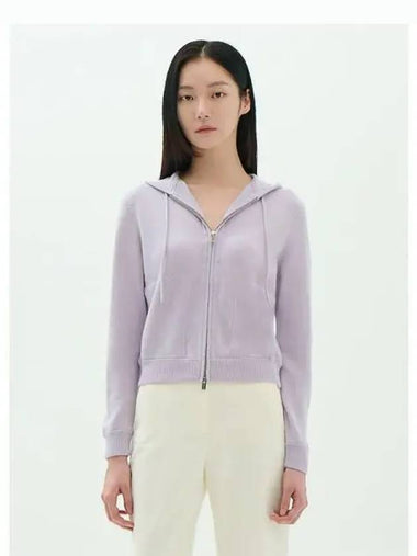 Women s cashmere zip up hooded sweatshirt hoodie dusty lilac domestic product - THEORY - BALAAN 1