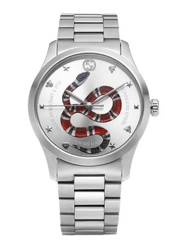 G Timeless Snake Metal Watch YA1264076 Silver - GUCCI - BALAAN 3