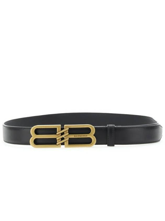 BB Signature 30 Buckle Leather Belt Black - BALENCIAGA - BALAAN 1