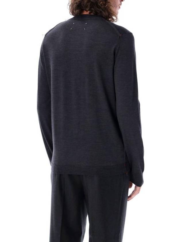 Back Stitch Crew Neck Wool Knit Top Charcoal - MAISON MARGIELA - BALAAN 3