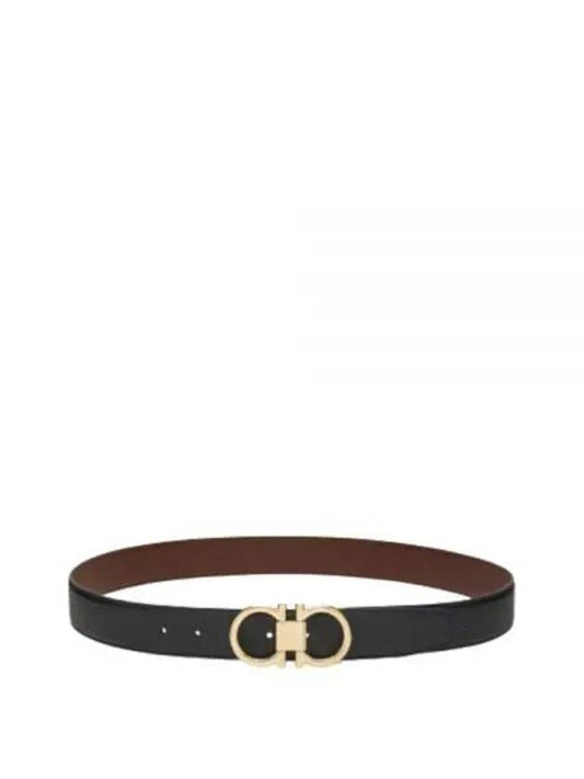 Gancini Reversible Adjustable Calfskin Leather Belt Black Brown - SALVATORE FERRAGAMO - BALAAN 2