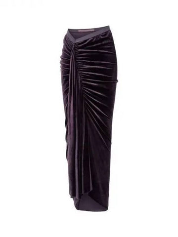 WOMEN Draped Velvet Skirt Dark Purple 270789 - RICK OWENS - BALAAN 1