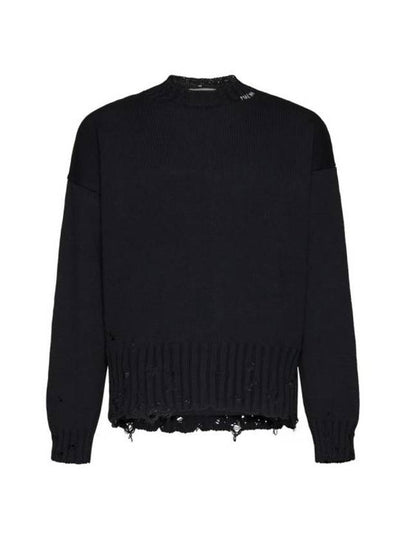 Embroided Logo Distressed Knit Top Black - MARNI - BALAAN 2