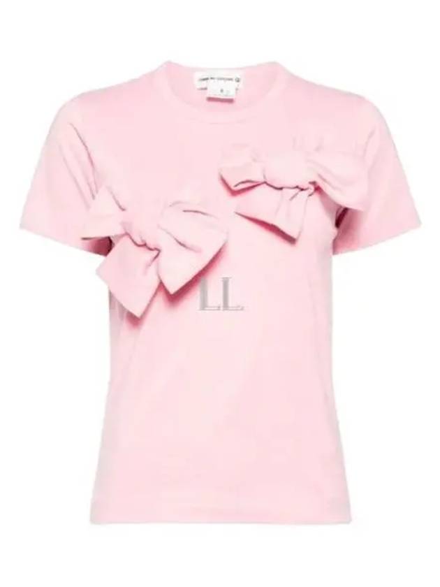 Ribbon Cotton Short Sleeve T-Shirt Pink - COMME DES GARCONS - BALAAN 2