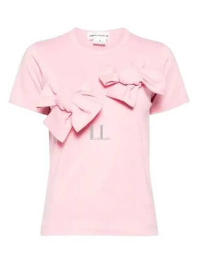 Ribbon Cotton Short Sleeve T-Shirt Pink - COMME DES GARCONS - BALAAN 2