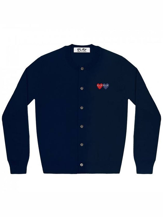 Double heart women's cardigan navy - COMME DES GARCONS - BALAAN 1