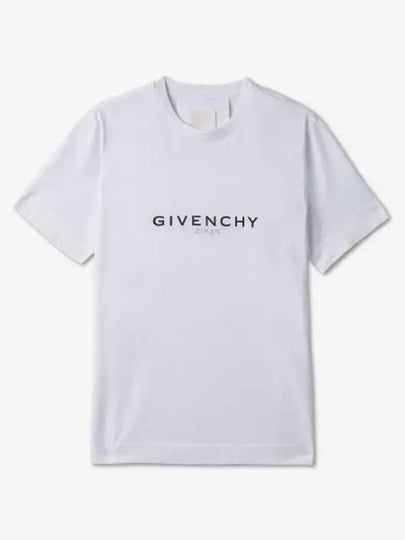 Men's Reverse Logo Round Slim Short Sleeve T-Shirt White - GIVENCHY - BALAAN 2