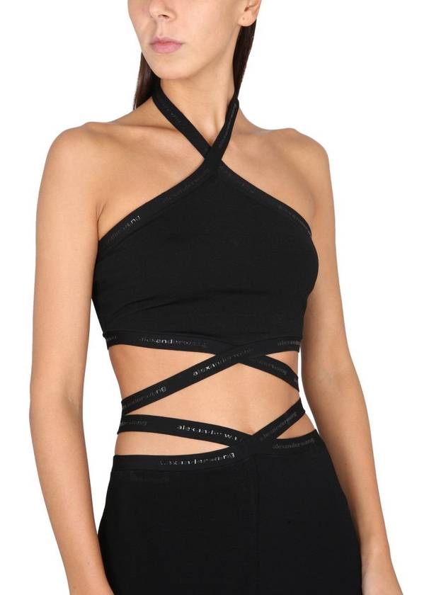 Women's Logo Halter Viscose Knit Sleeveless Black - ALEXANDER WANG - BALAAN 5