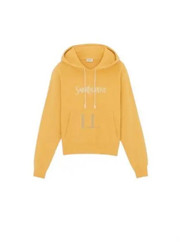 Logo Print Cotton Hoodie Yellow - SAINT LAURENT - BALAAN 2