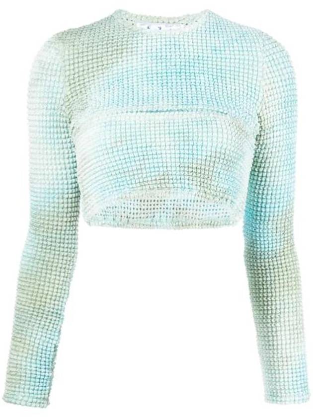 Double Tie-Dye Cut-Out Long Sleeve T-Shirt Blue - OFF WHITE - BALAAN 1