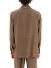 Men's Mini Stud Print Silk Pajamas Long Sleeve Shirt Brown - VALENTINO - BALAAN 4