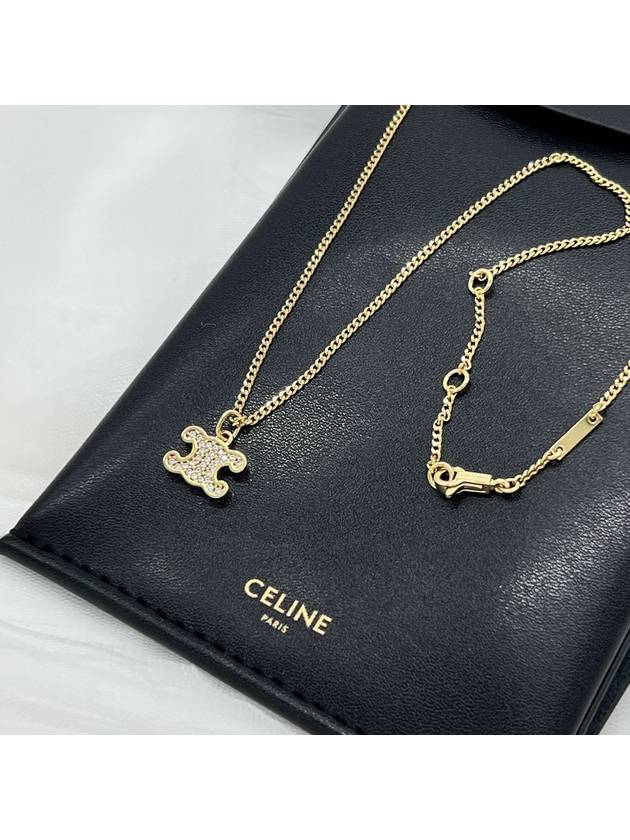 Triomphe Rhinestone Brass Crystal Necklace Gold - CELINE - BALAAN 3