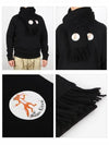 Classic Oly Flower Fox Patch Wool Scarf Black - MAISON KITSUNE - BALAAN 3