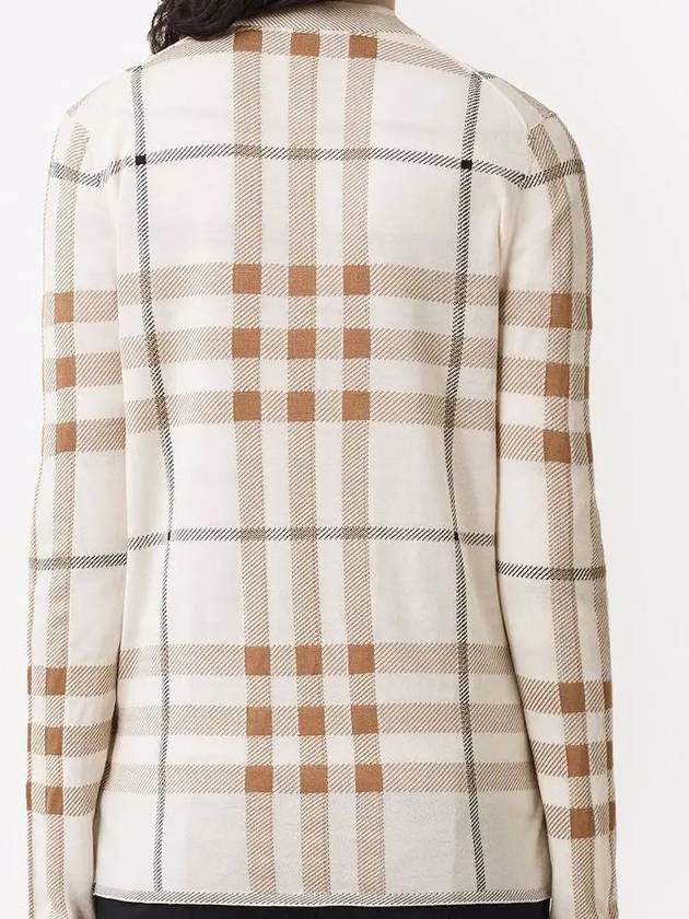 Women's Intarsia Lamana Check Pattern Cardigan Ivory - BURBERRY - BALAAN.