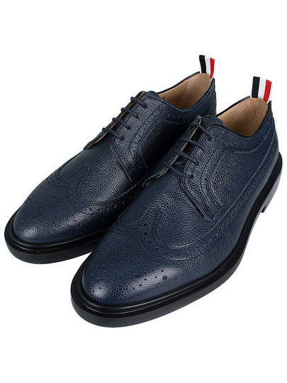 Pebbled Leather Derby Navy - THOM BROWNE - BALAAN 2