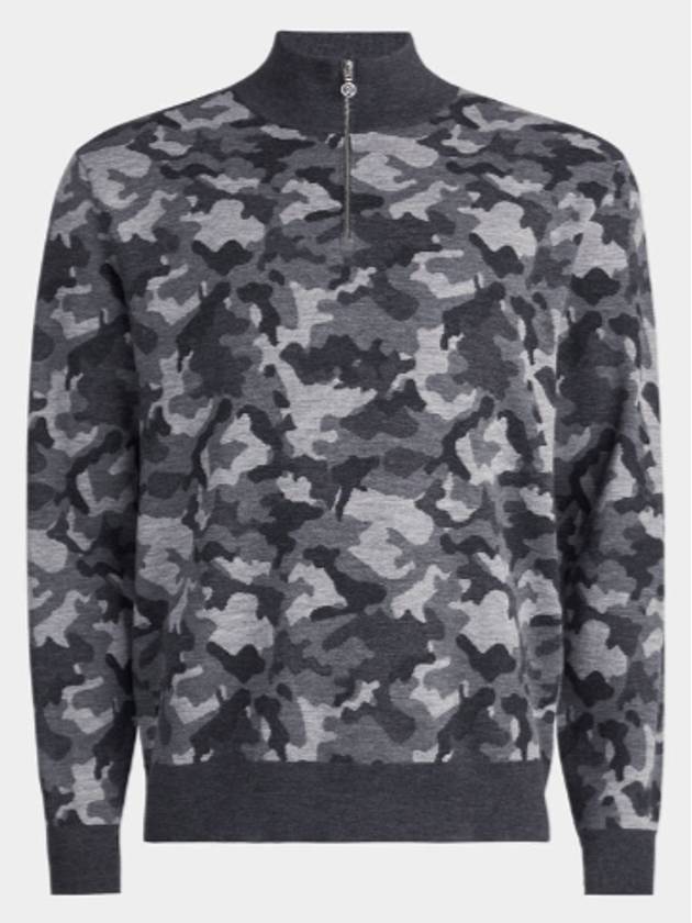 Camo Jacquard Quarter Zip Merino Wool Knit Top Charcoal - G/FORE - BALAAN 2