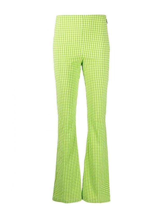 Women's Check Flare High Waist Pants Green - MSGM - BALAAN 1