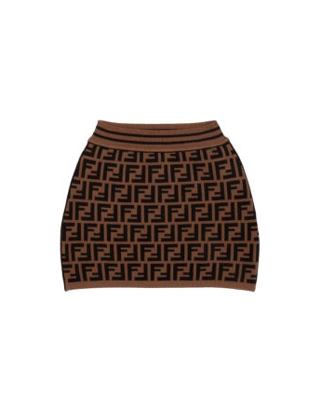 Kids FF All Over Knit Skirt Brown - FENDI - BALAAN 1