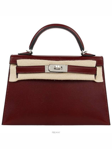 Mini Kelly II Rouge Ash Silver Box W 74221 - HERMES - BALAAN 1