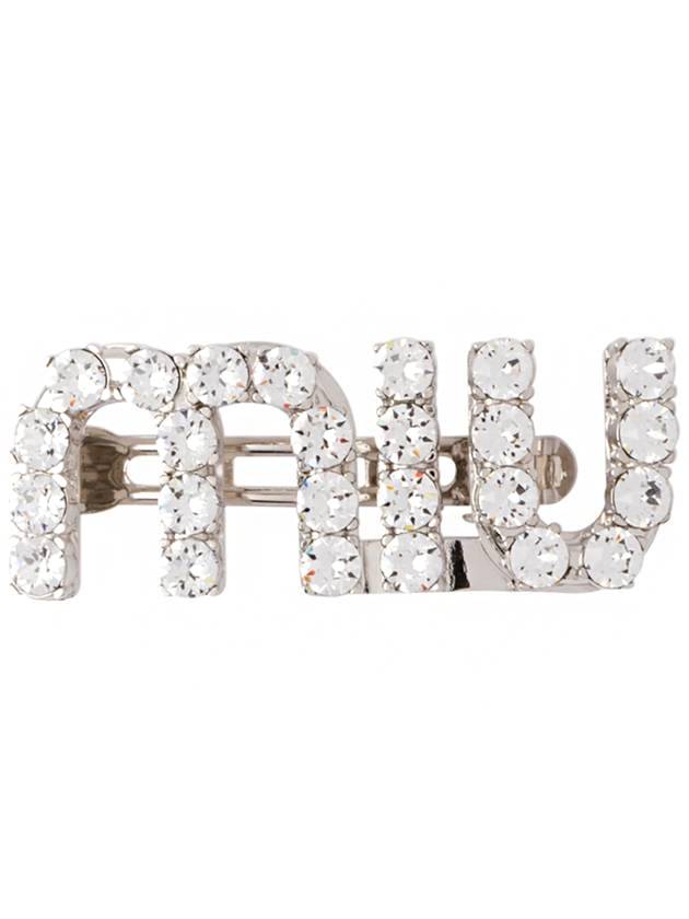 Logo Crystal Hair Clip Steel - MIU MIU - BALAAN 1