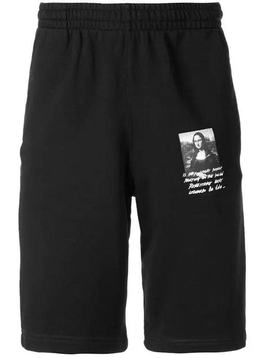 Mona Lisa Sweat Bermuda Shorts Black - OFF WHITE - BALAAN.