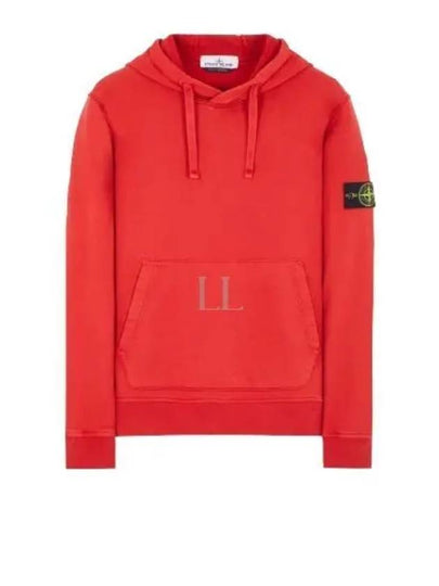 Logo Patch Cotton Fleece Hoodie Red - STONE ISLAND - BALAAN 2